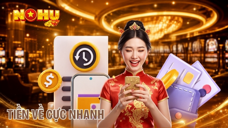 Tiền về tài khoản cực nhanh khi rút tiền Nohu90